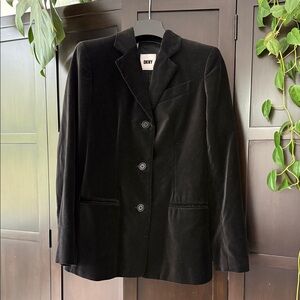 DKNY Black Velvet Tailored Blazer